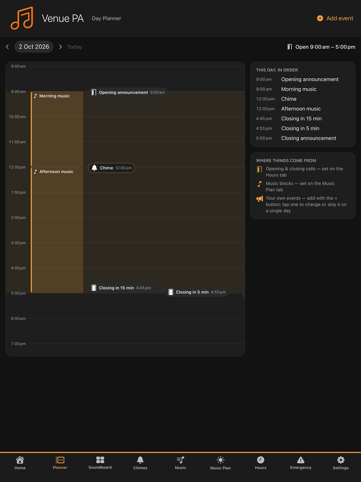 The day planner timeline