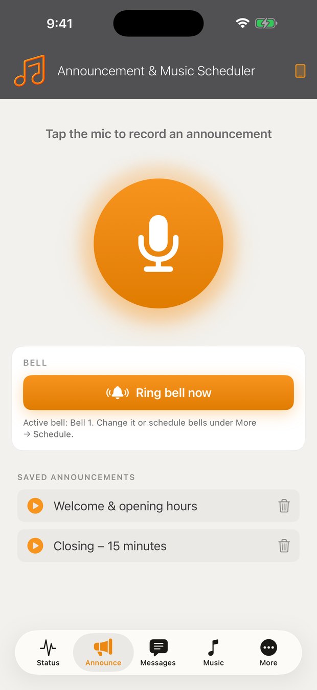 Record an announcement from the phone