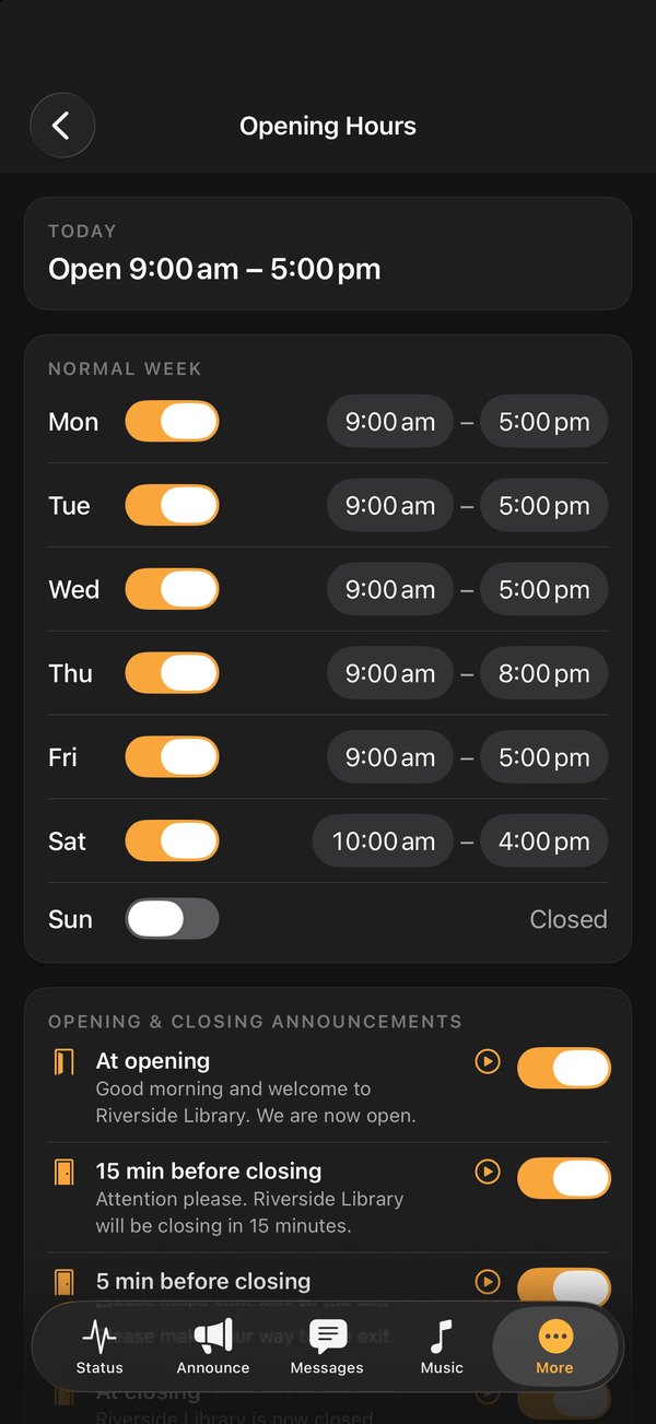 Change the hours from the phone