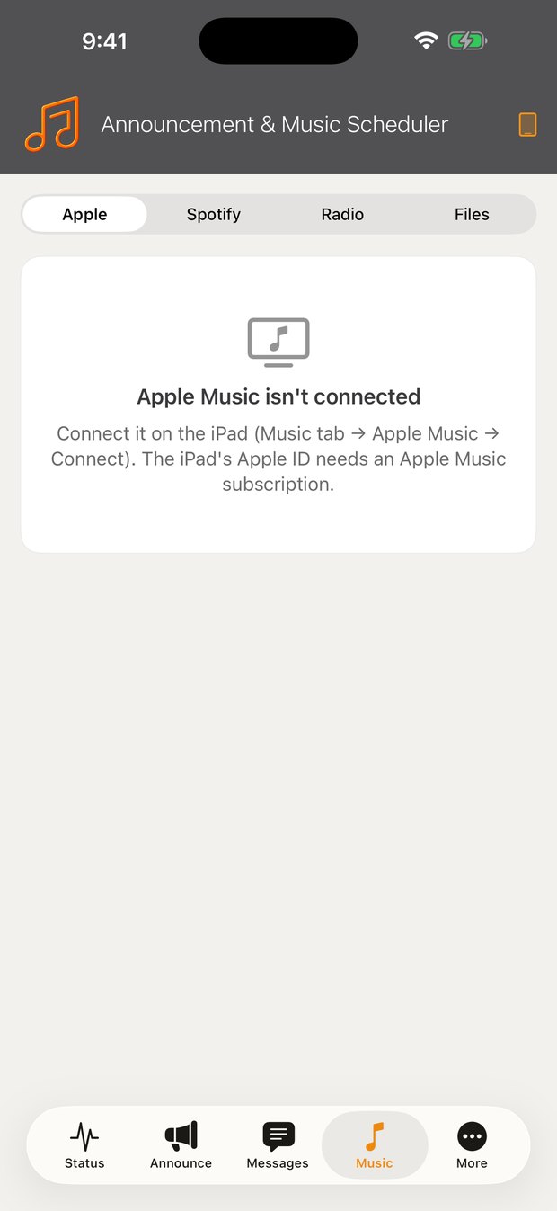 Control music from the phone