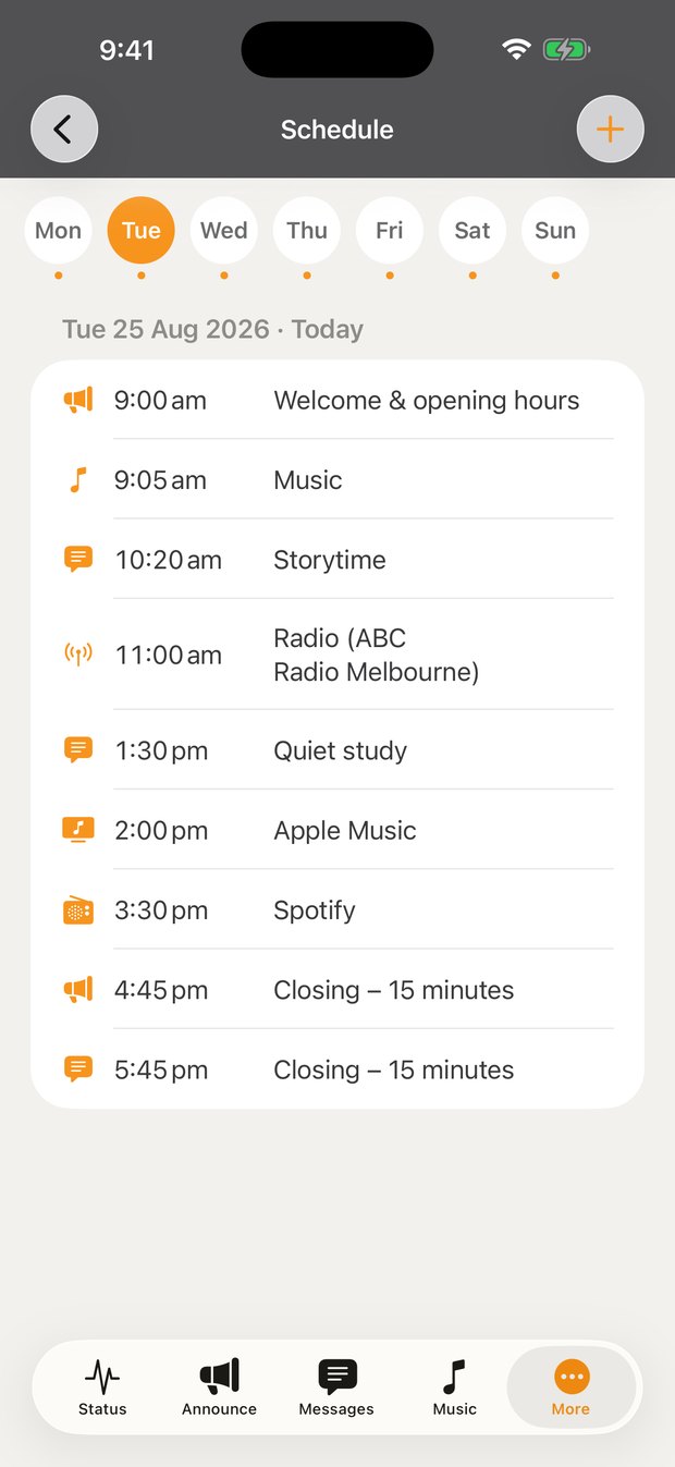 Edit the schedule from the phone